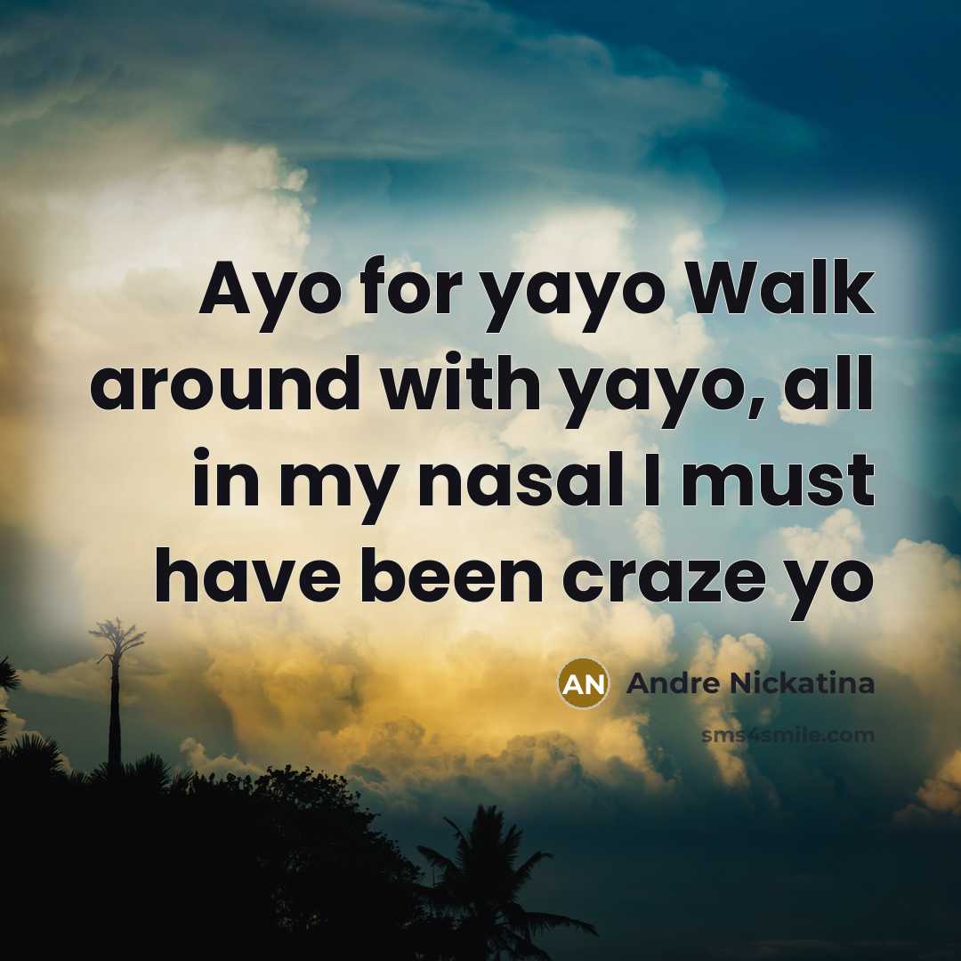“Ayo for yayo Walk around with yayo, all in my…” quote by Andre Nickatina