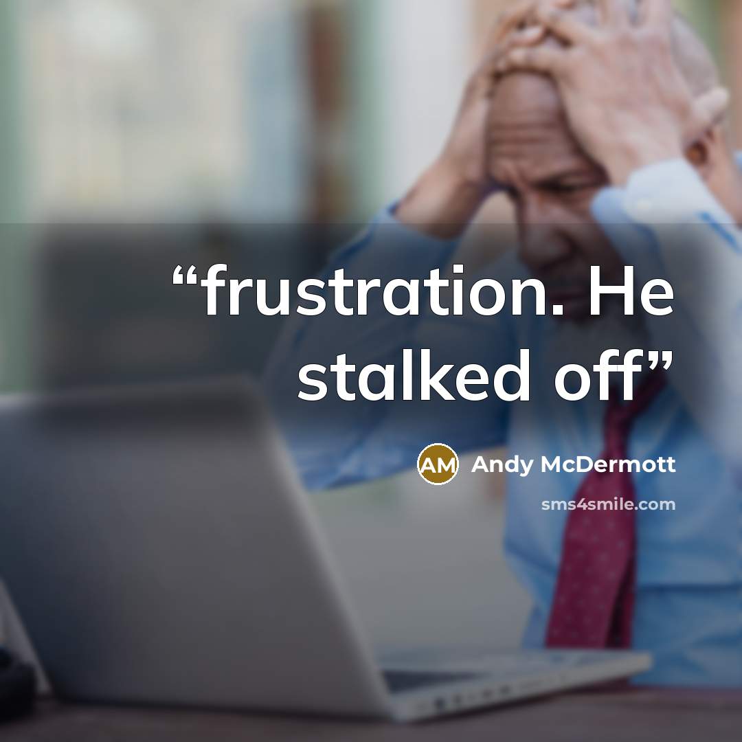 “frustration. He stalked off” quote by Andy McDermott