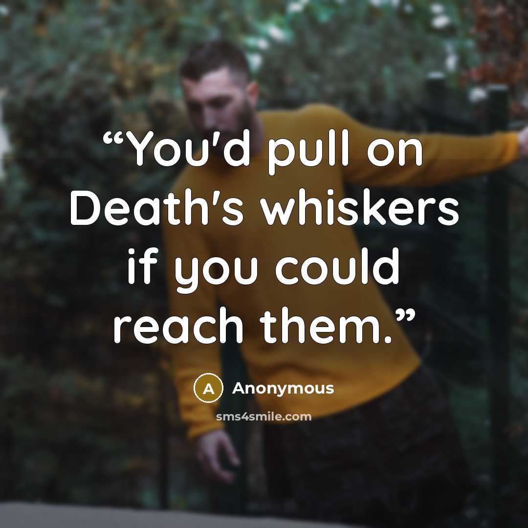 “You'd pull on Death's whiskers if you could reach them.” quote by Anonymous