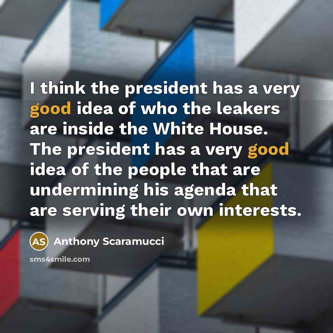 “I think the president has a very good idea of…” quote by Anthony Scaramucci