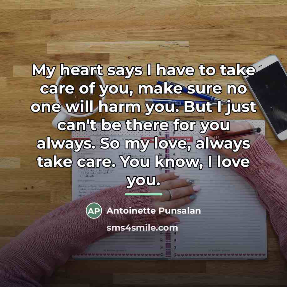 “My heart says I have to take care of you,…” quote by Antoinette Punsalan
