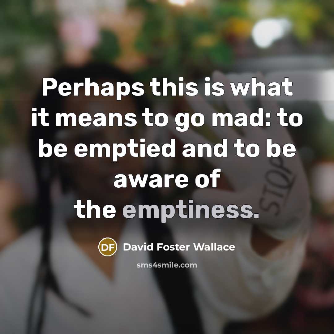 “Perhaps this is what it means to go mad: to…” quote by David Foster Wallace