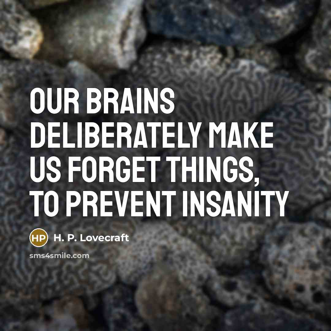 “Our brains deliberately make us forget things, to prevent insanity…” quote by H. P. Lovecraft