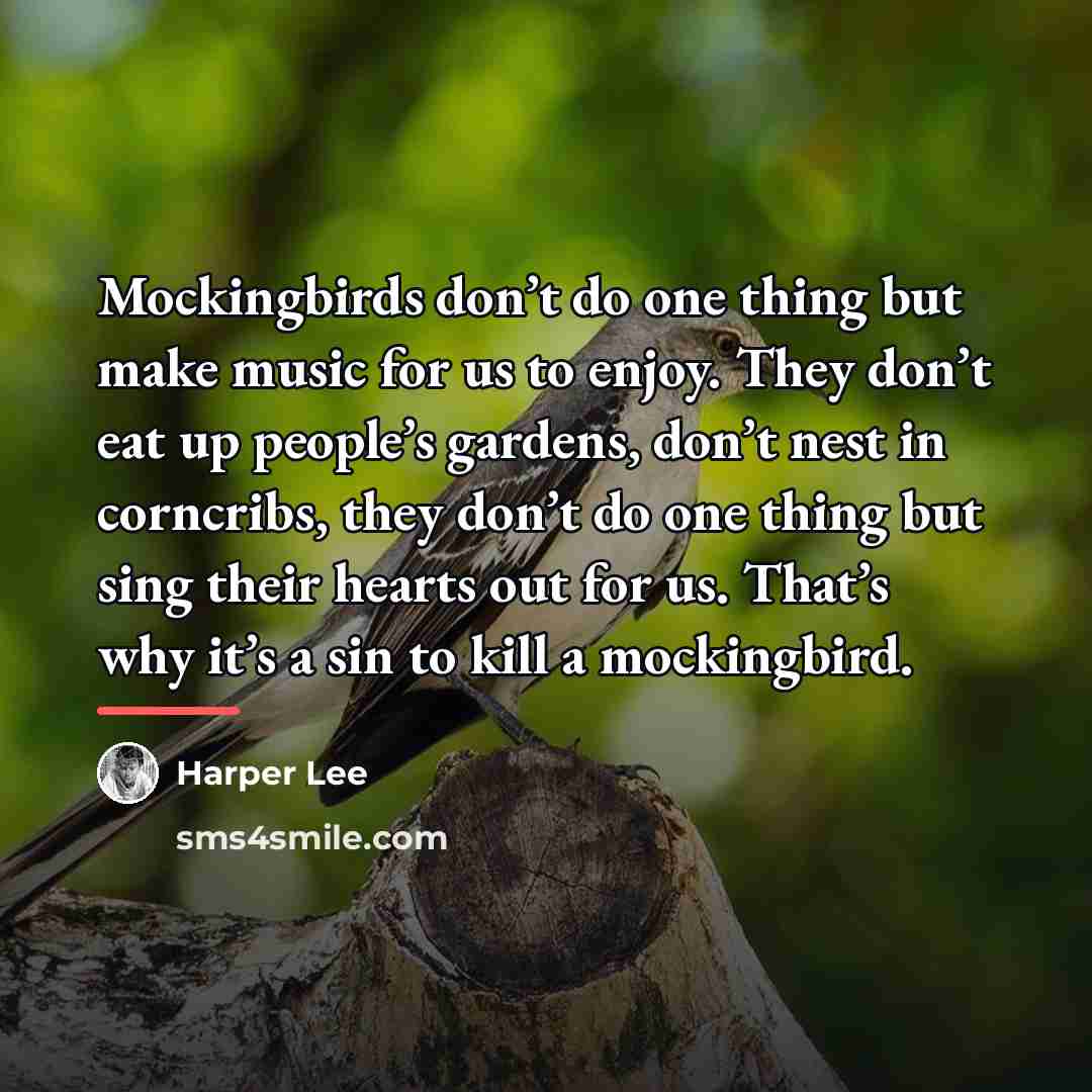“Mockingbirds don’t do one thing but make music for us…” quote by Harper Lee