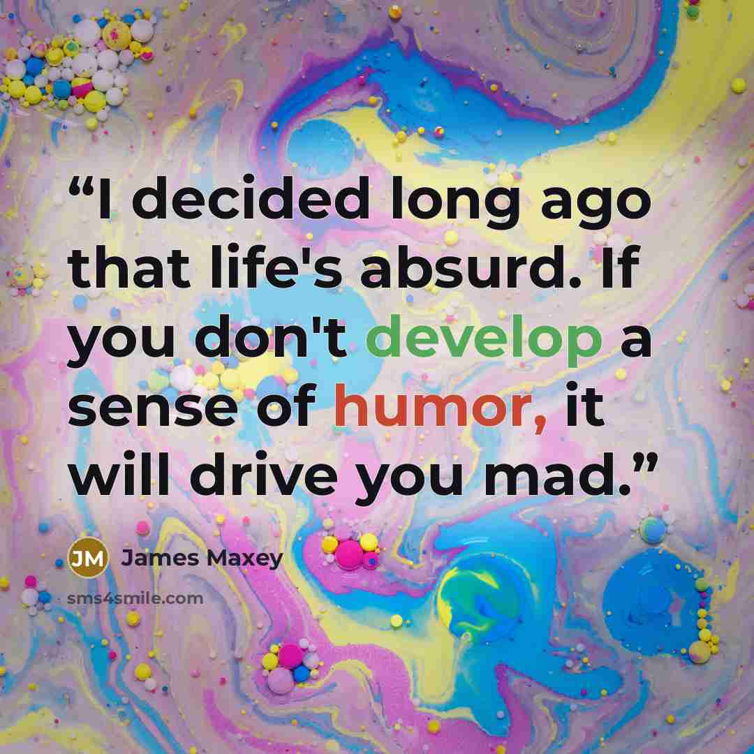 “I decided long ago that life's absurd. If you don't develop a sense of humor, it will drive you mad.” quote by James Maxey