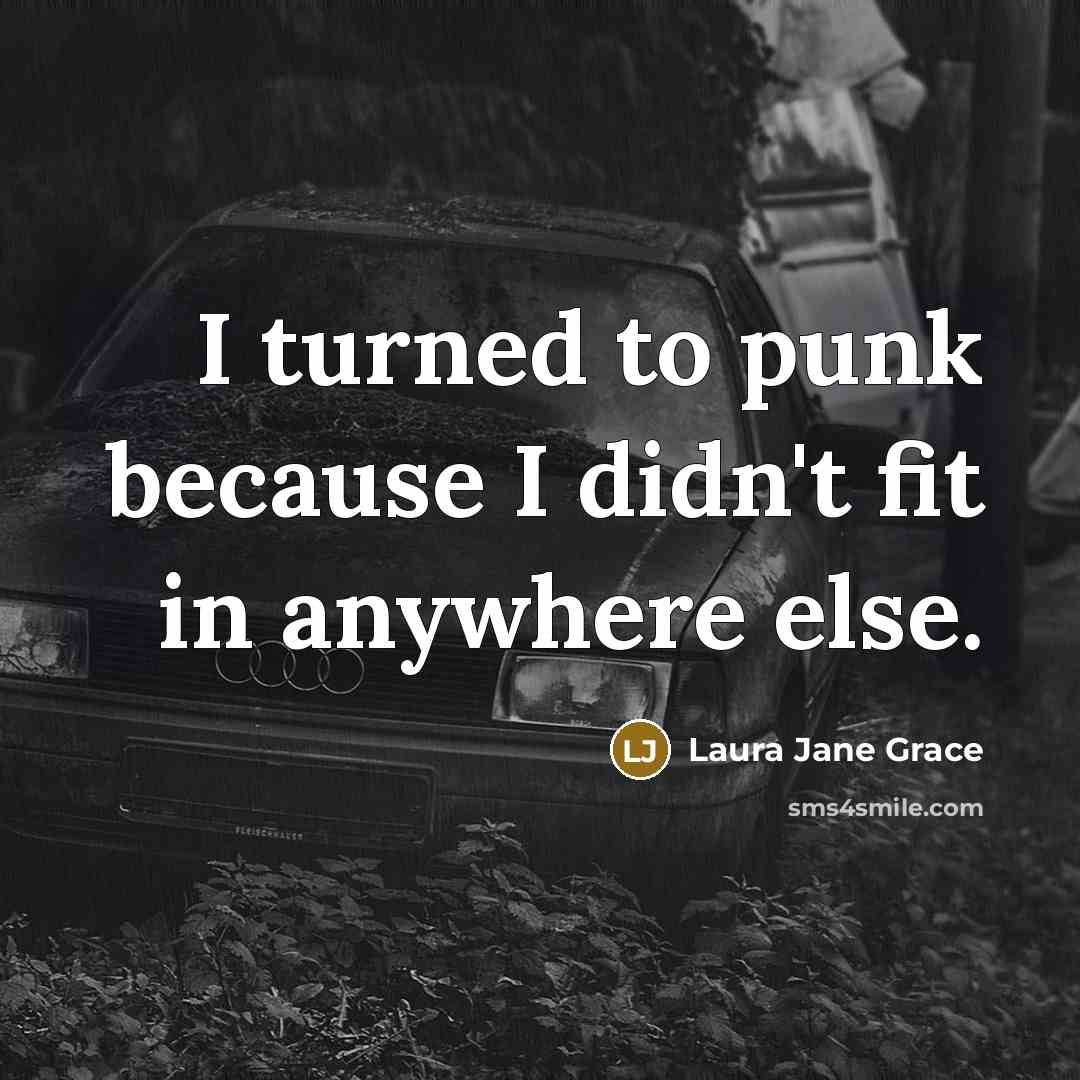 “I turned to punk because I didn't fit in anywhere…” quote by Laura Jane Grace
