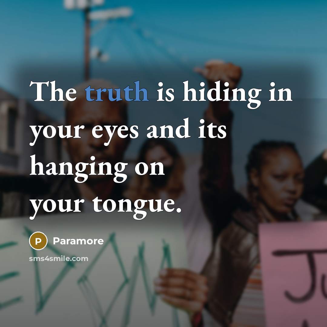 “The truth is hiding in your eyes and its hanging…” quote by Paramore