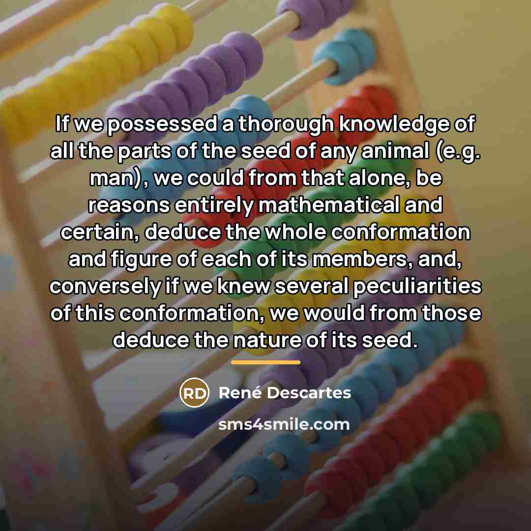 “If we possessed a thorough knowledge of all the parts…” quote by Rene Descartes