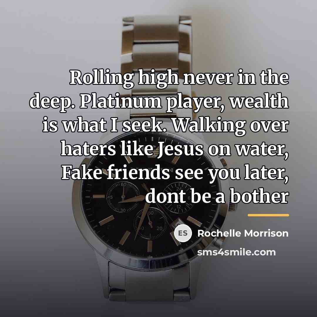 “Rolling high never in the deep. Platinum player, wealth is…” quote by Rochelle Morrison