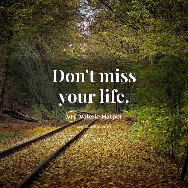 “Don't miss your life.…” quote by Valerie Harper