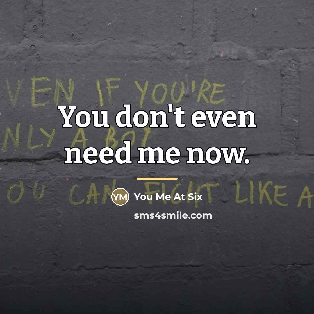 “You don't even need me now.…” quote by You Me At Six