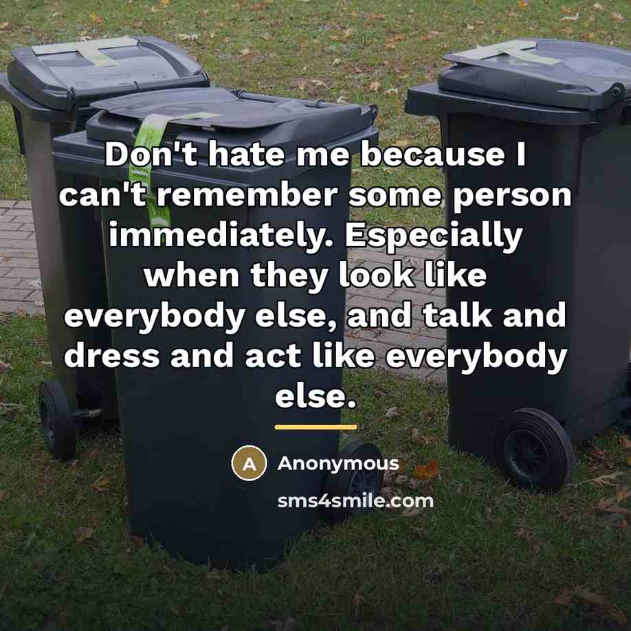 “Don't hate me because I can't remember some person immediately.…” quote by Anonymous