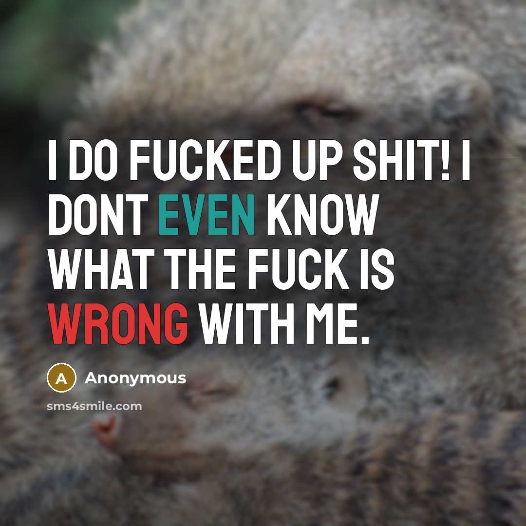 “I do fucked up shit! I dont even know what the fuck is wrong with me.” quote by Anonymous