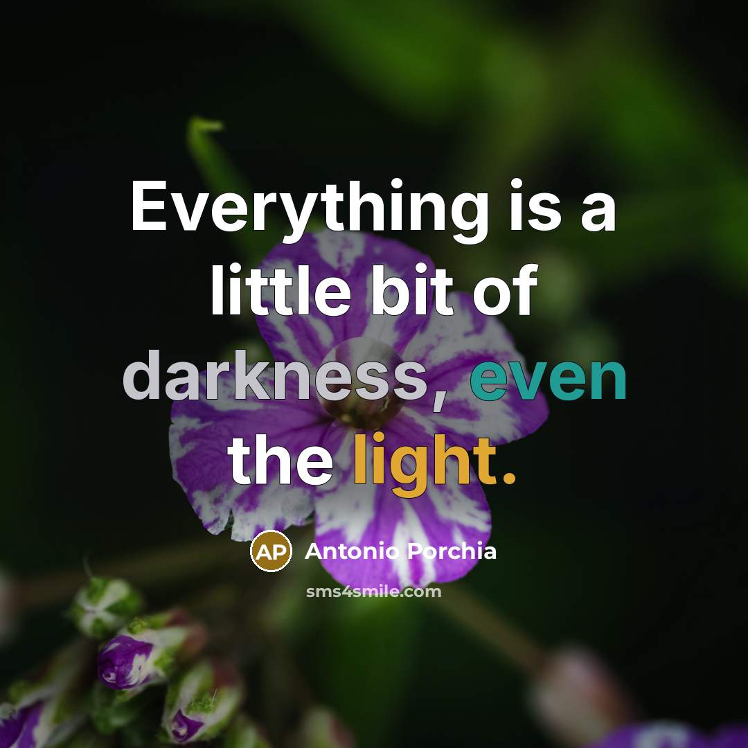 “Everything is a little bit of darkness, even the light.…” quote by Antonio Porchia