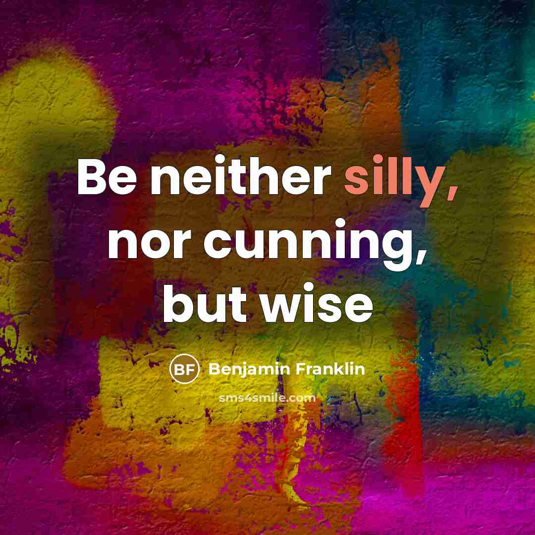 “Be neither silly, nor cunning, but wise…” quote by Benjamin Franklin