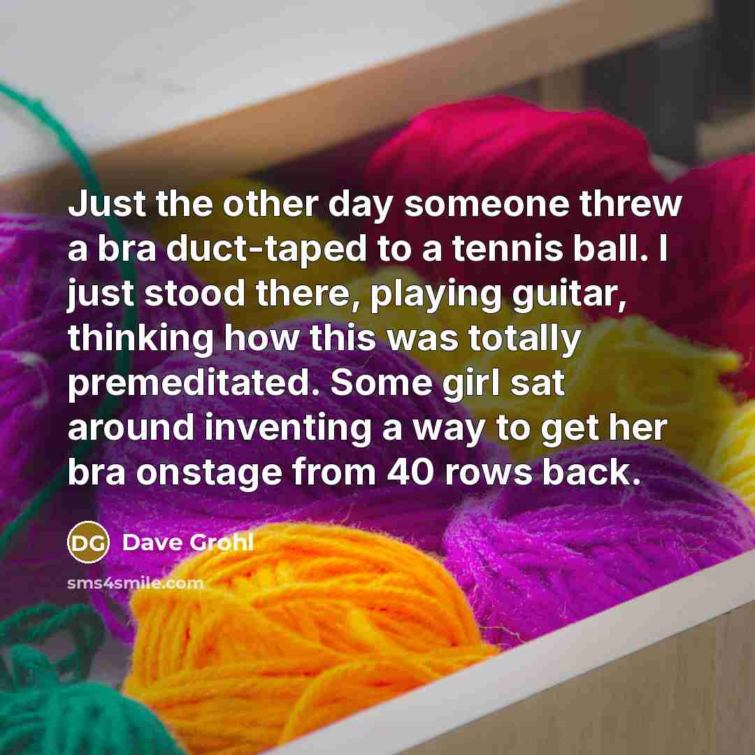“Just the other day someone threw a bra duct-taped to…” quote by Dave Grohl