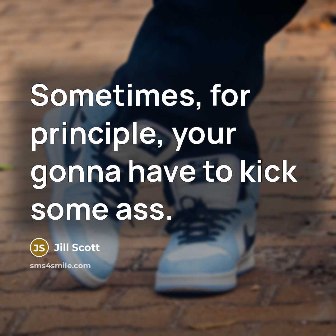 “Sometimes, for principle, your gonna have to kick some ass.…” quote by Jill Scott