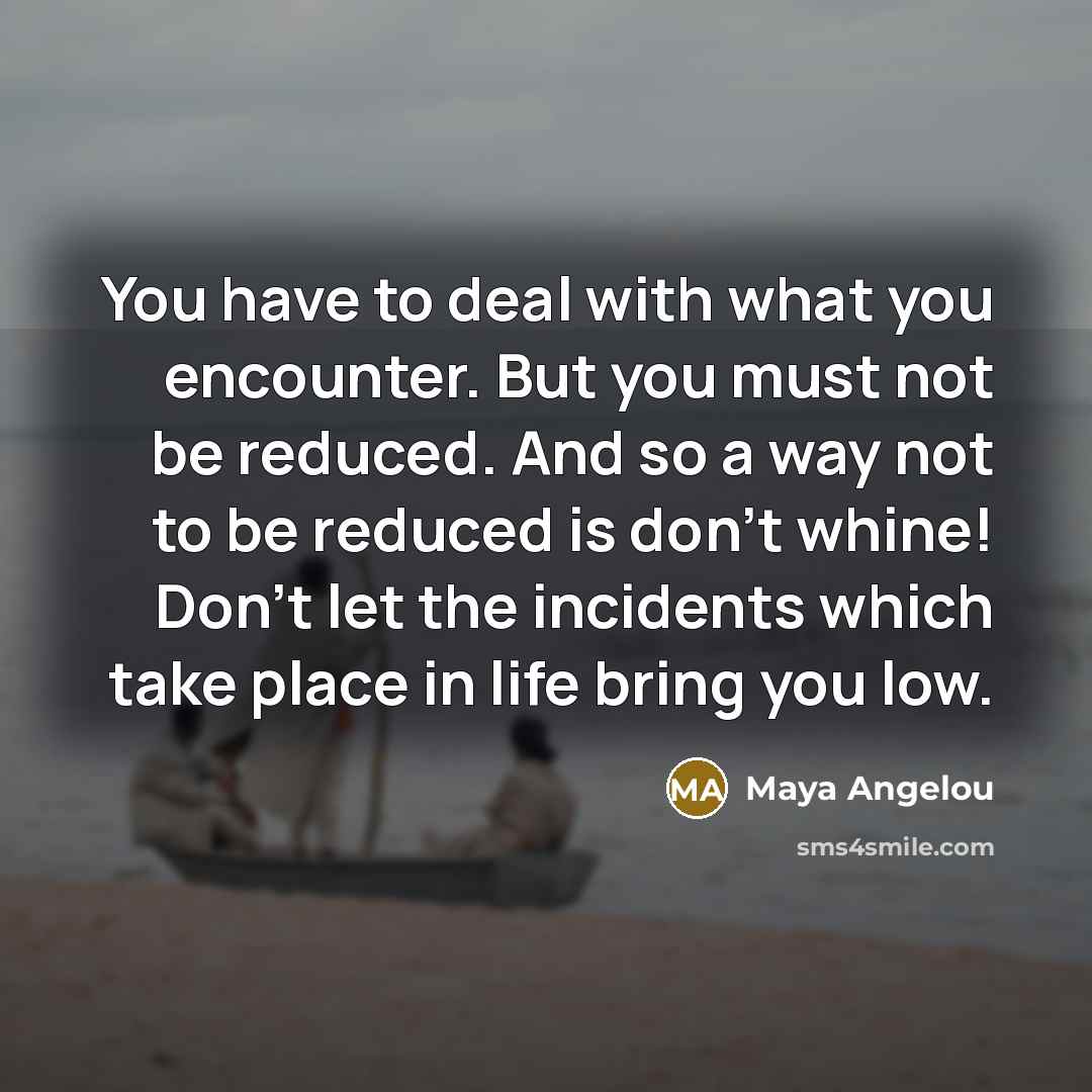 “You have to deal with what you encounter. But you…” quote by Maya Angelou