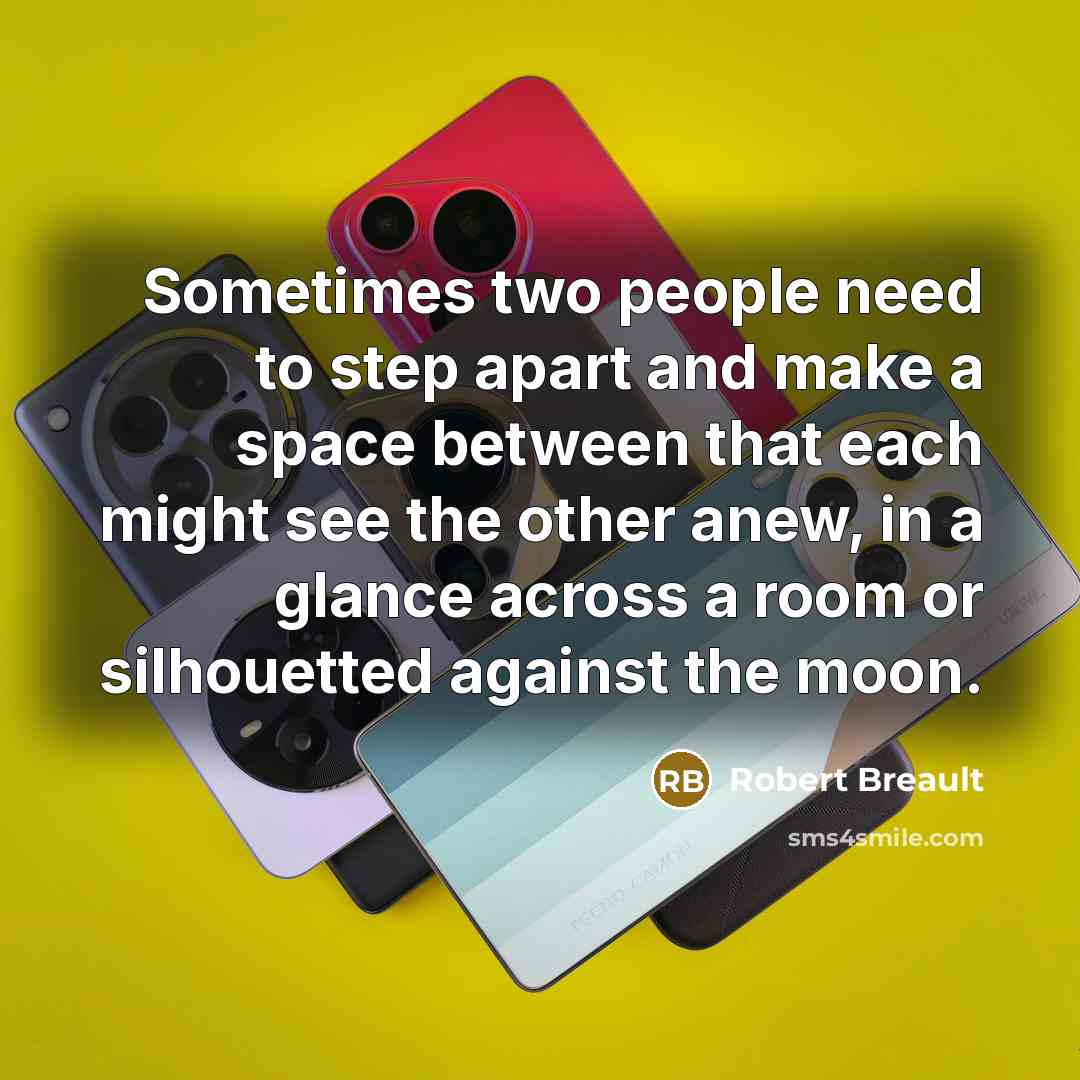 “Sometimes two people need to step apart and make a space between that each might see the other anew, in a glance across a room or silhouetted against the moon.” quote by Robert Breault