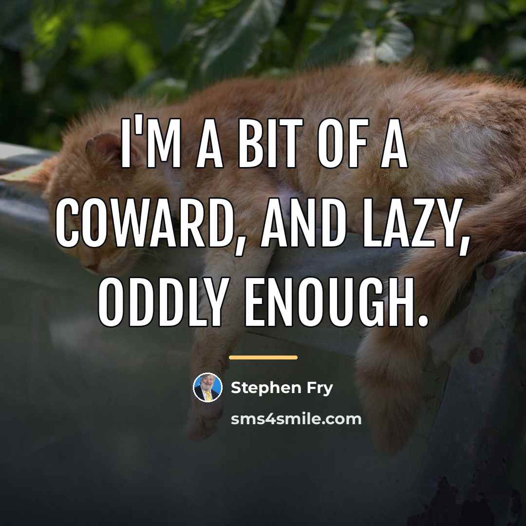 “I'm a bit of a coward, and lazy, oddly enough.…” quote by Stephen Fry