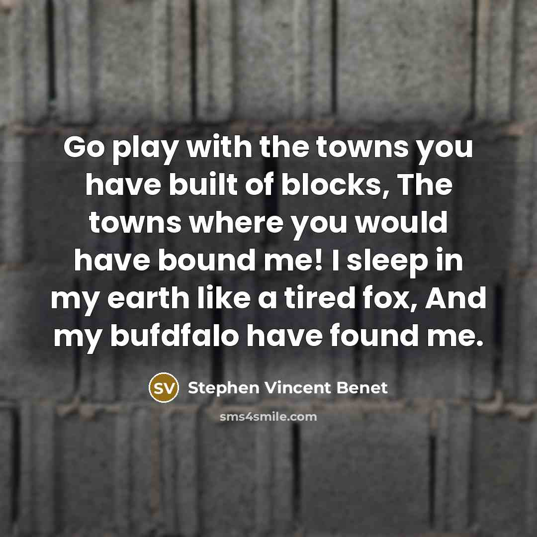“Go play with the towns you have built of blocks,…” quote by Stephen Vincent Benet