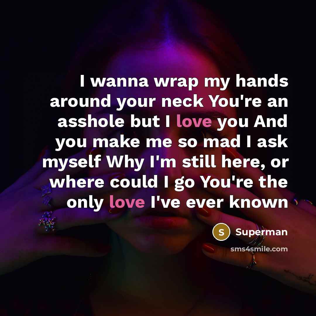 “I wanna wrap my hands around your neck You're an…” quote by Superman