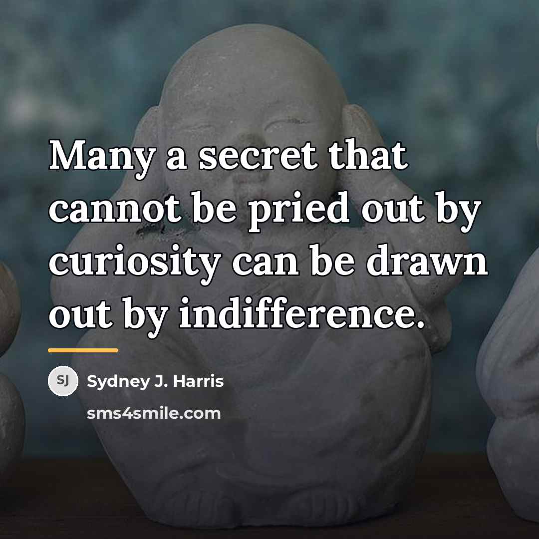 “Many a secret that cannot be pried out by curiosity…” quote by Sydney J. Harris
