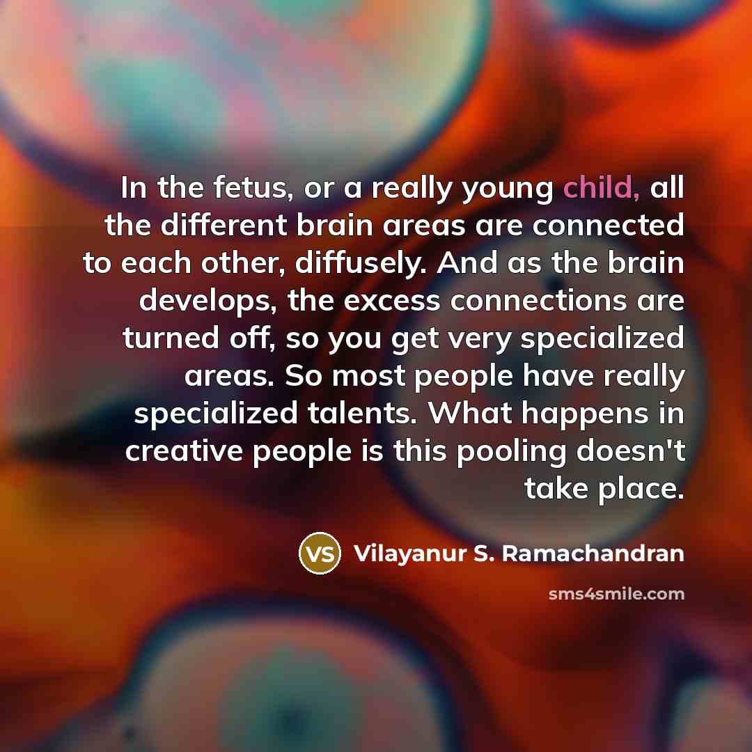 “In the fetus, or a really young child, all the…” quote by Vilayanur S. Ramachandran