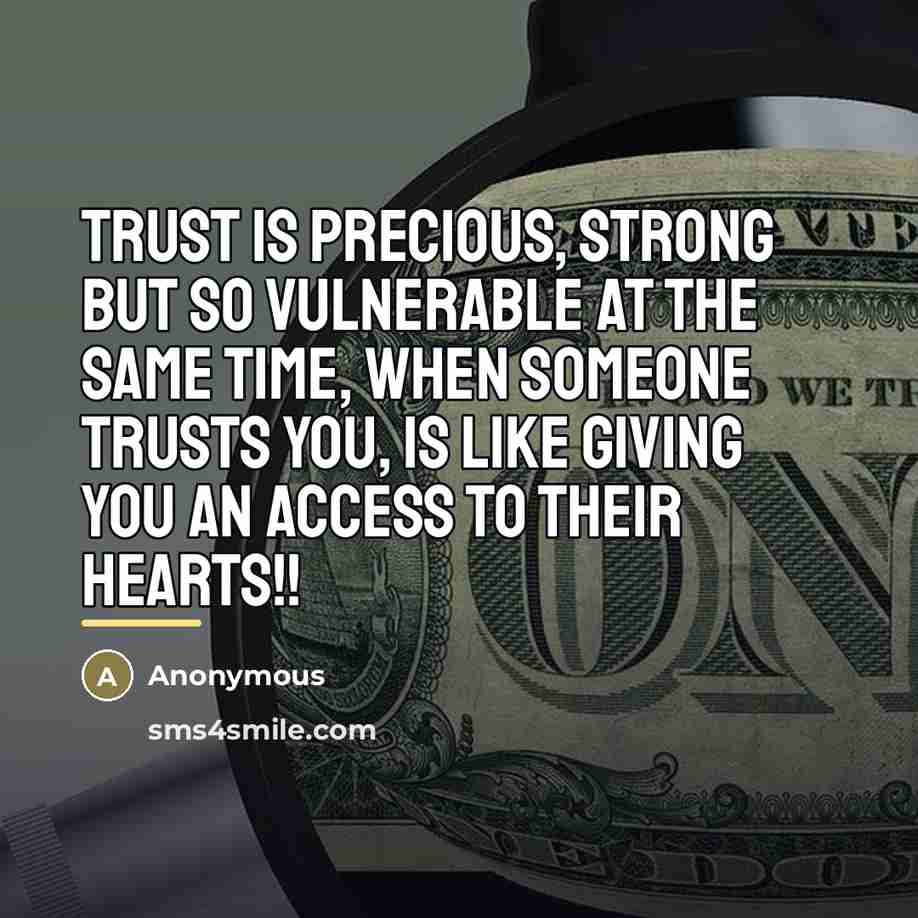 “Trust is precious, strong but so vulnerable at the same…” quote by Anonymous