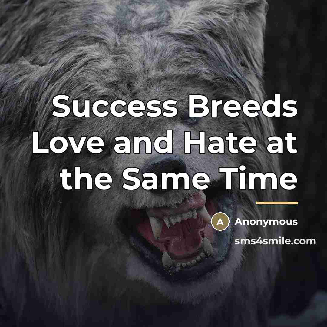 “Success Breeds Love and Hate at the Same Time…” quote by Anonymous
