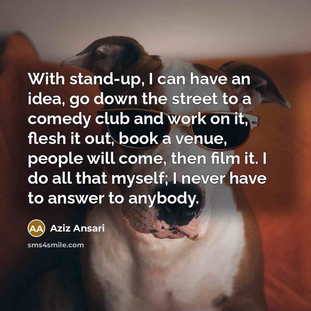 “With stand-up, I can have an idea, go down the…” quote by Aziz Ansari