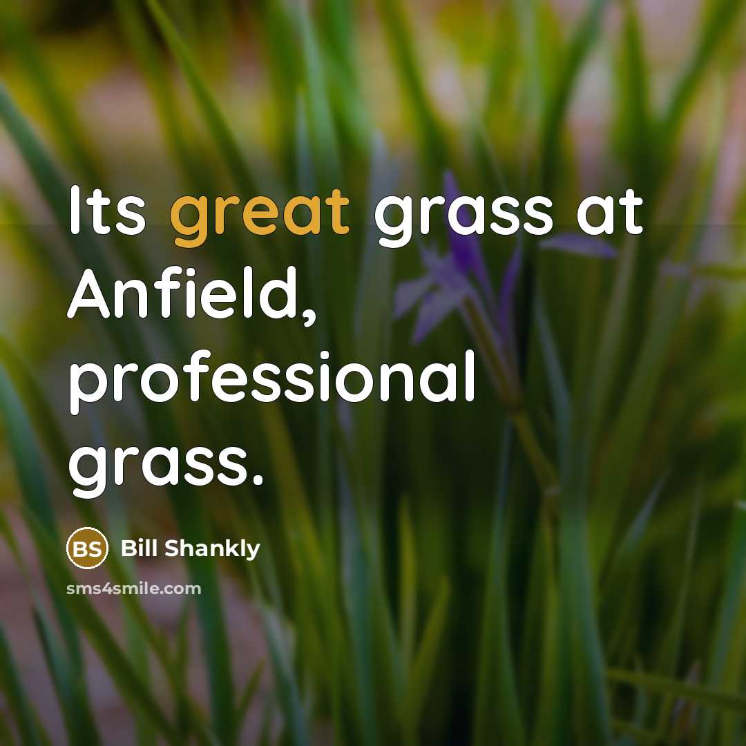 “Its great grass at Anfield, professional grass.…” quote by Bill Shankly