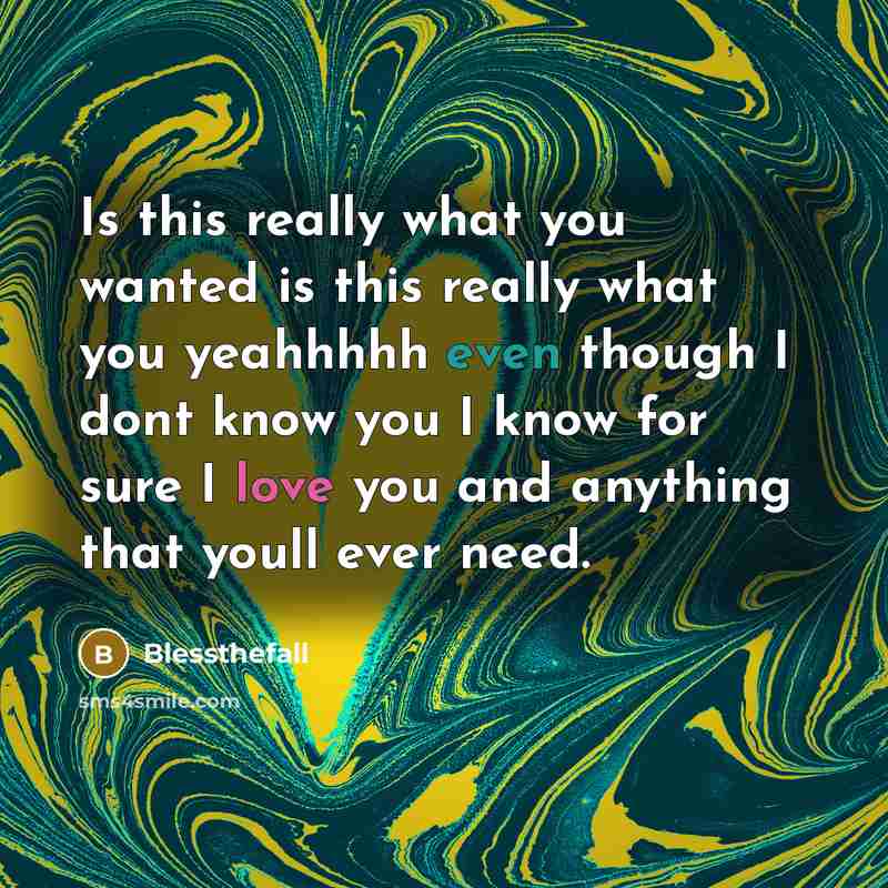 “Is this really what you wanted is this really what you yeahhhhh even though I dont know you I know for sure I love you and anything that youll ever need.” quote by Blessthefall