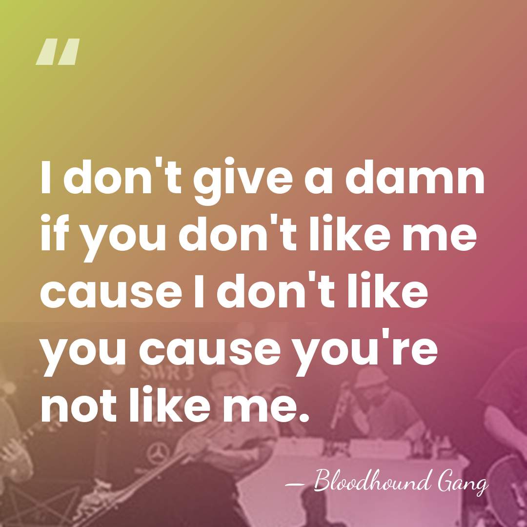 I don't give a damn if you don't like me cause I&hellip; - Bloodhound Gang
