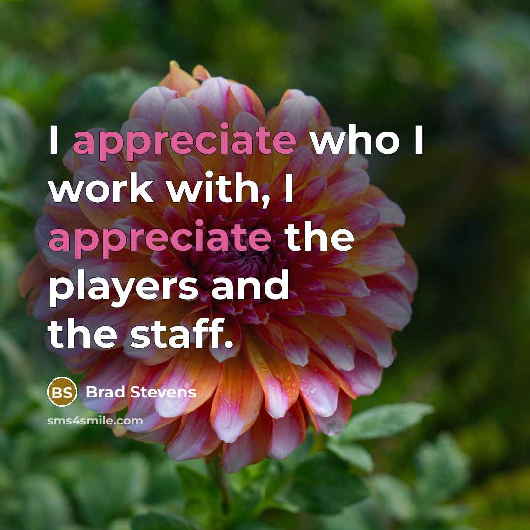 “I appreciate who I work with, I appreciate the players…” quote by Brad Stevens