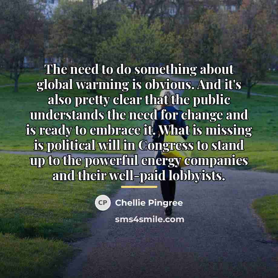 “The need to do something about global warming is obvious.…” quote by Chellie Pingree