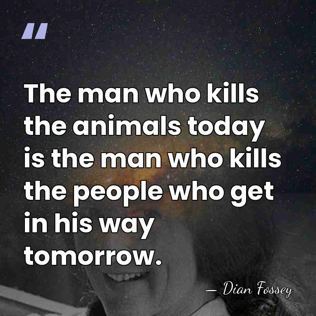 The man who kills the animals today is the man who kills&hellip; - Dian Fossey