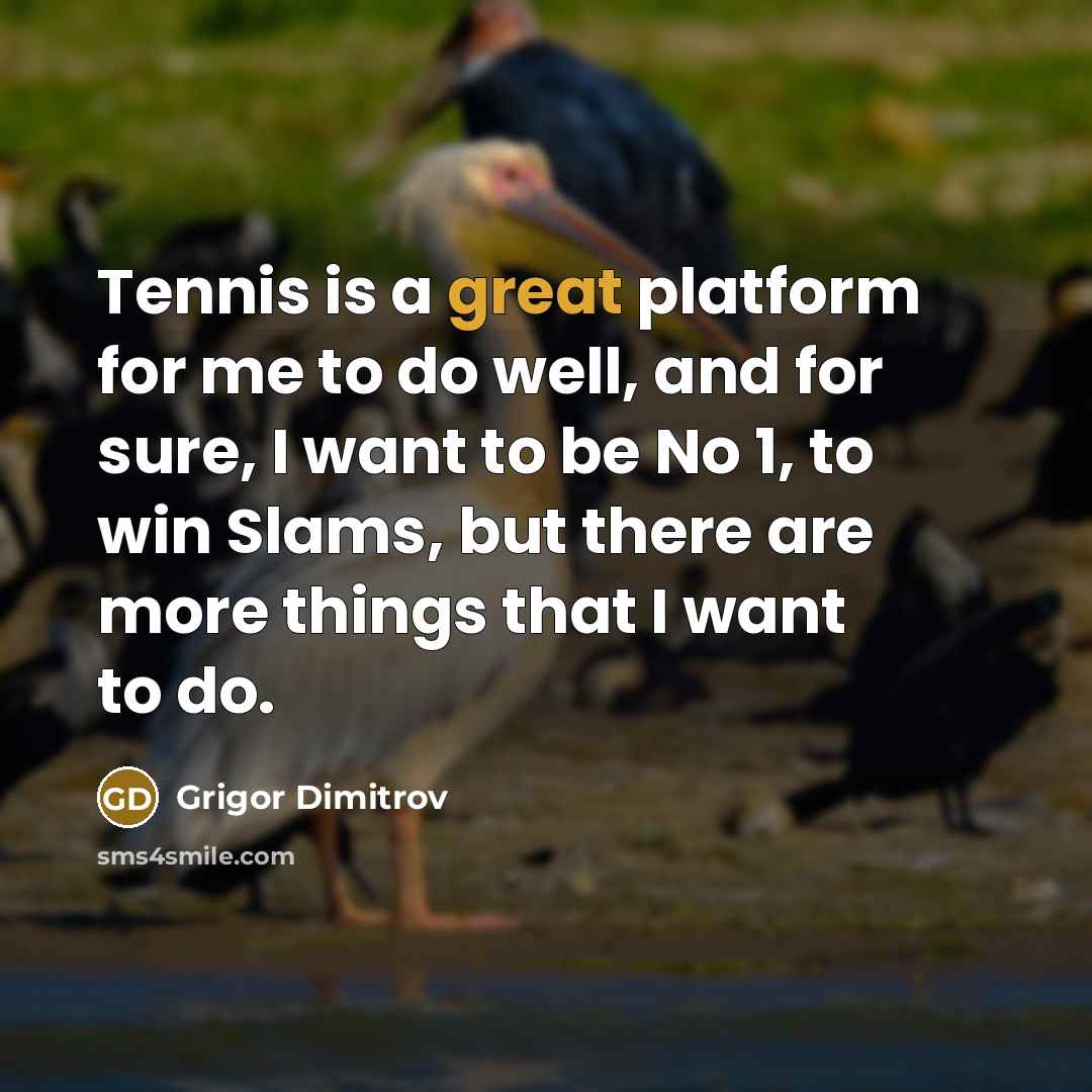 “Tennis is a great platform for me to do well,…” quote by Grigor Dimitrov