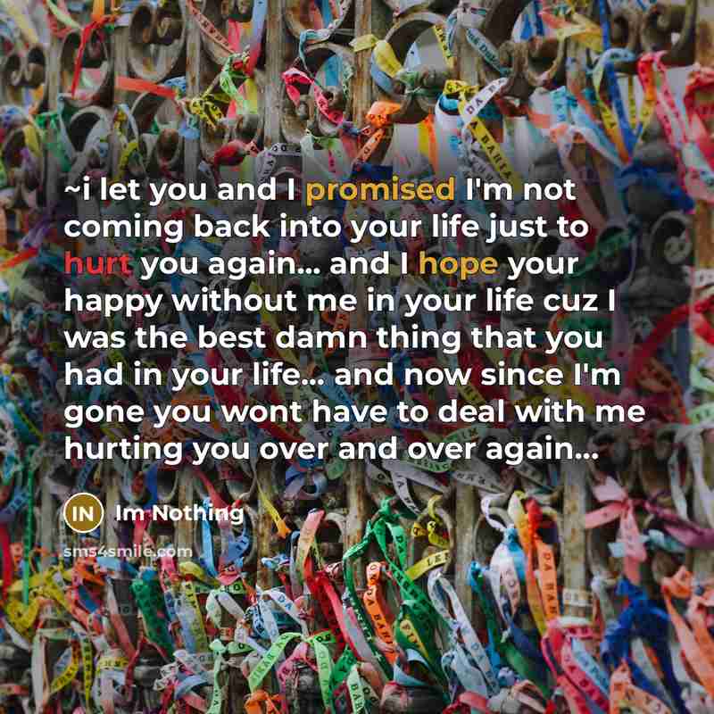 “~i let you and I promised I'm not coming back…” quote by Im Nothing