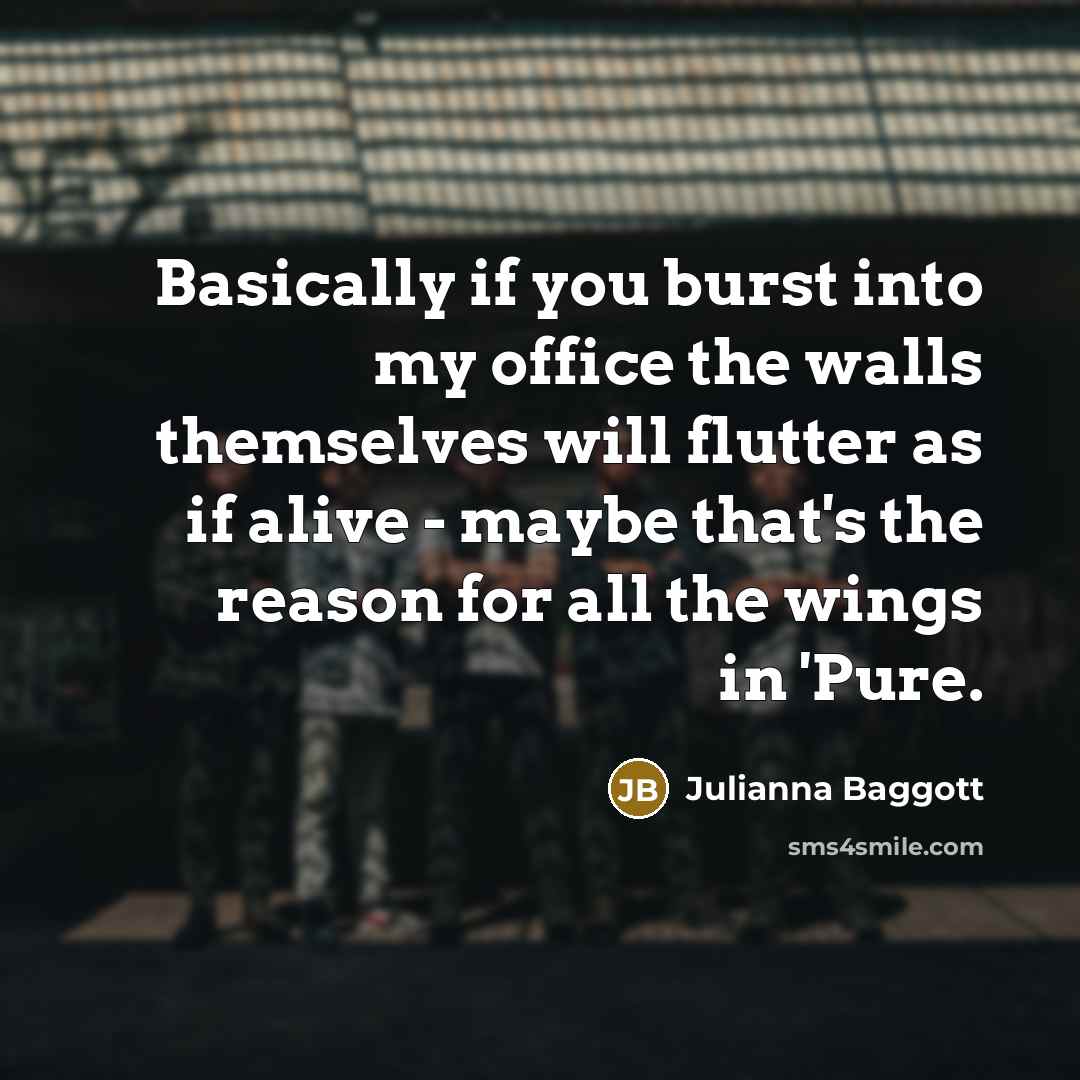 “Basically if you burst into my office the walls themselves…” quote by Julianna Baggott