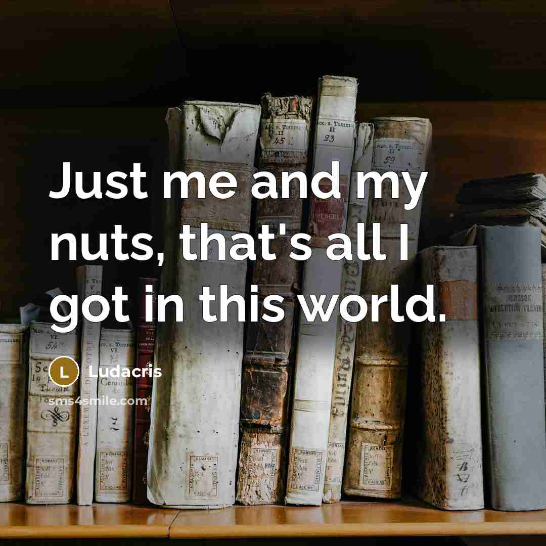 “Just me and my nuts, that's all I got in…” quote by Ludacris