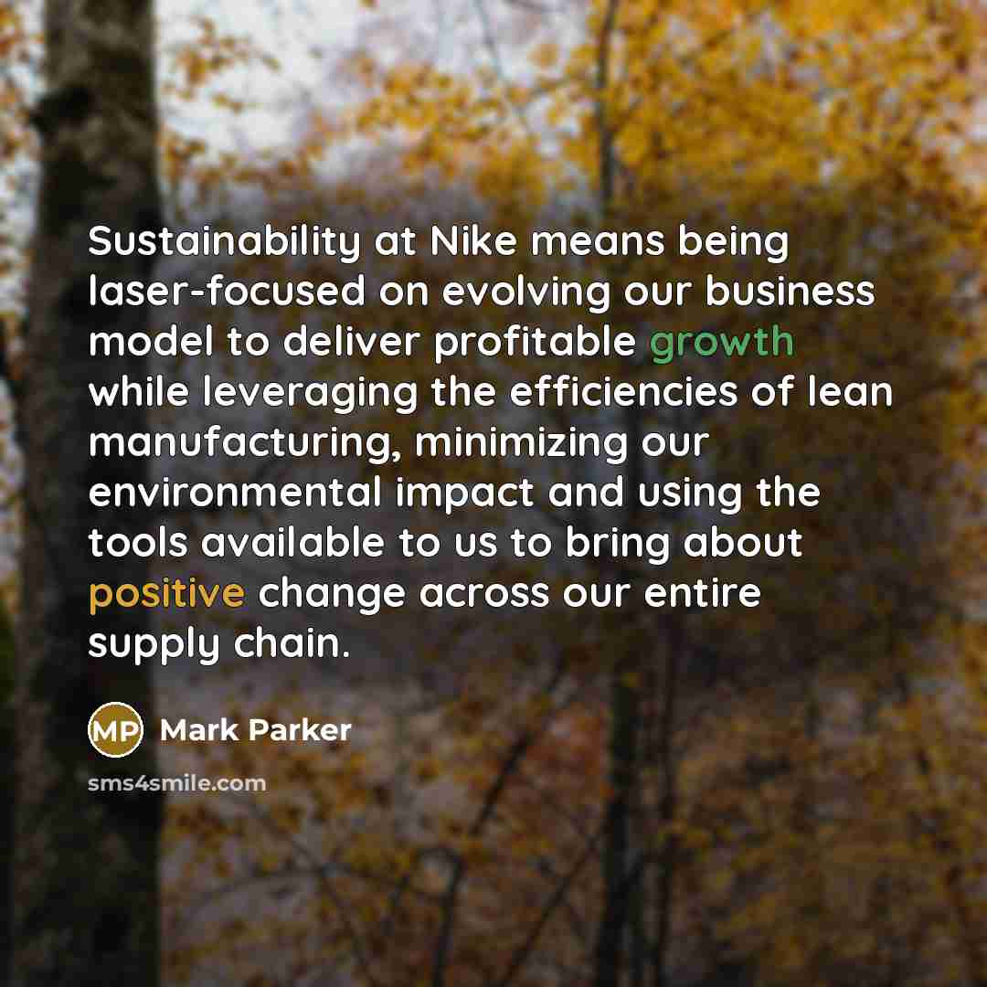 “Sustainability at Nike means being laser-focused on evolving our business…” quote by Mark Parker
