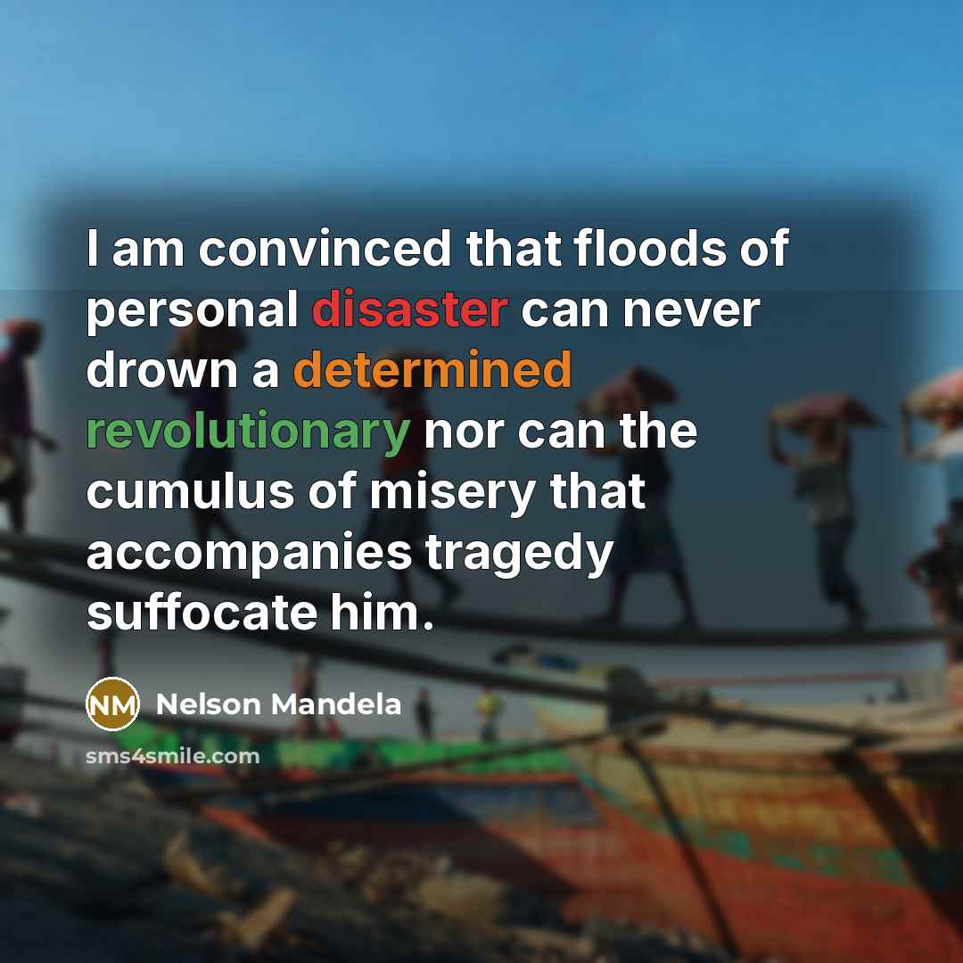 “I am convinced that floods of personal disaster can never…” quote by Nelson Mandela