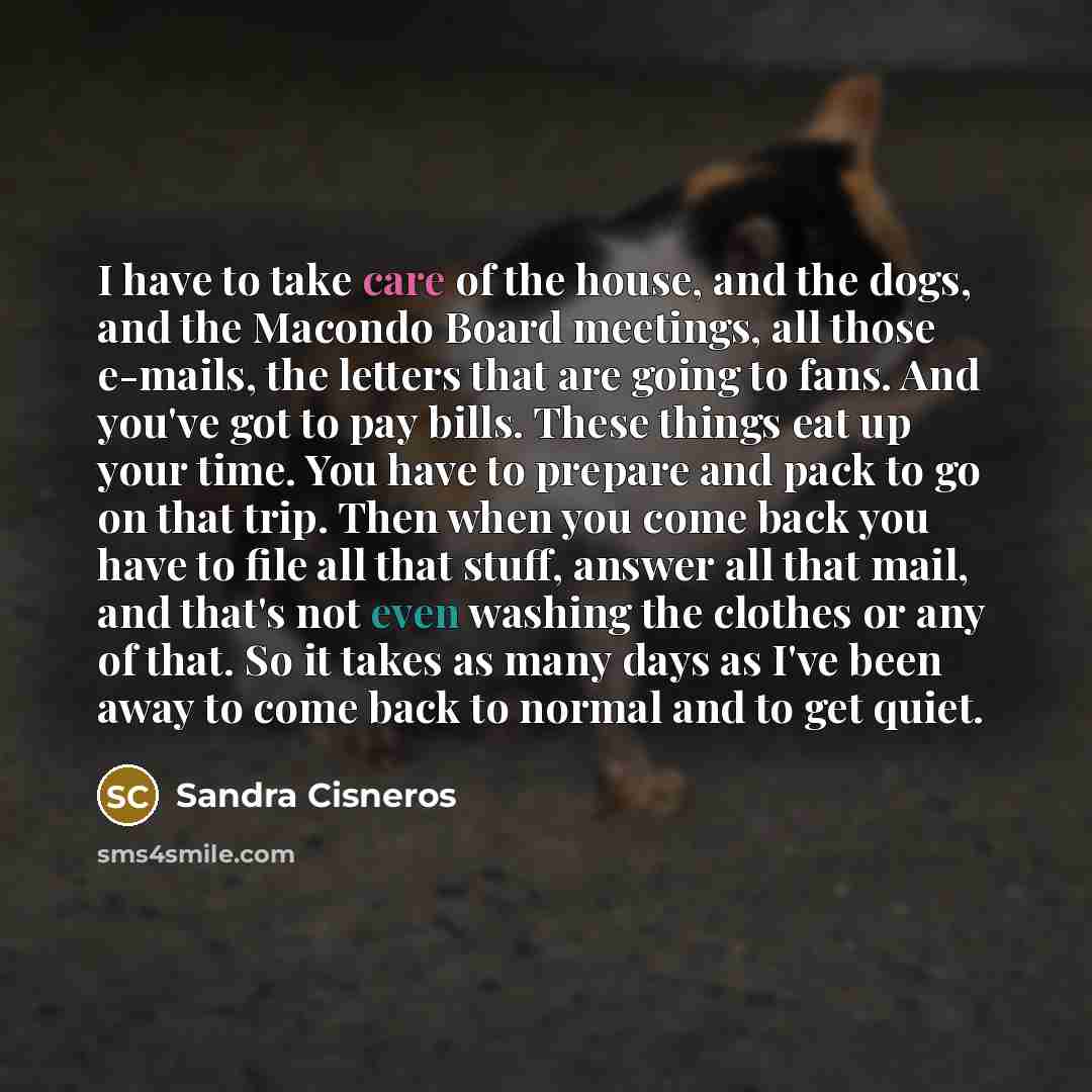 “I have to take care of the house, and the…” quote by Sandra Cisneros