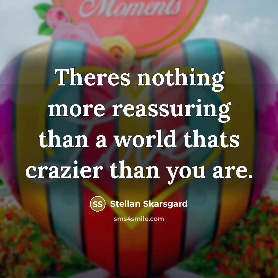 “Theres nothing more reassuring than a world thats crazier than you are.” quote by Stellan Skarsgard