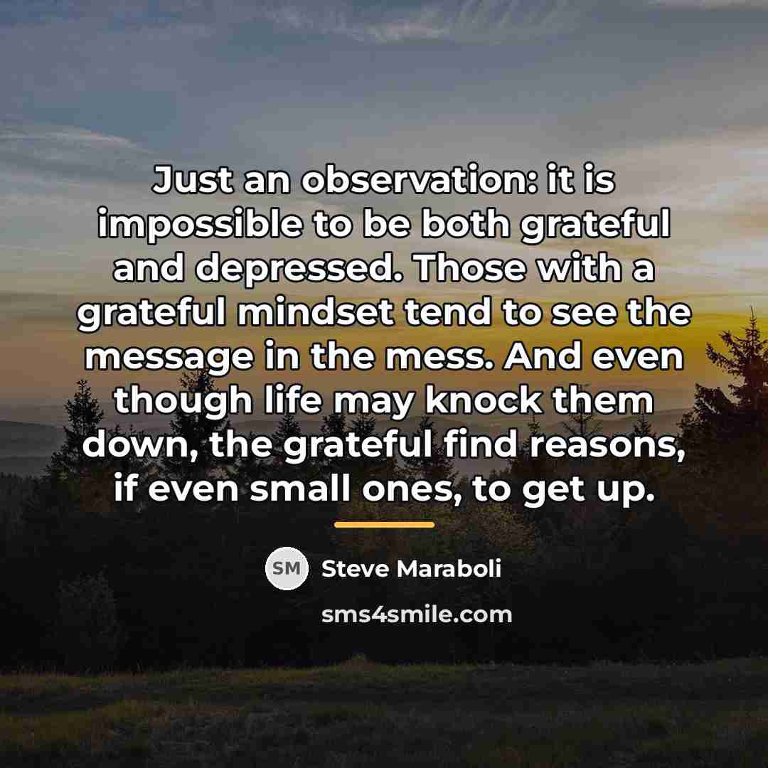 “Just an observation: it is impossible to be both grateful…” quote by Steve Maraboli
