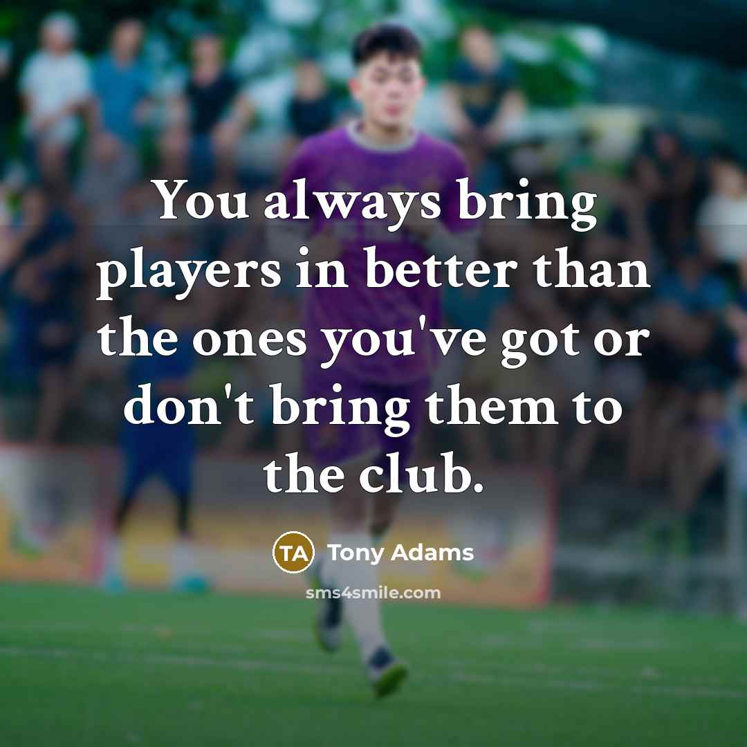 “You always bring players in better than the ones you've…” quote by Tony Adams