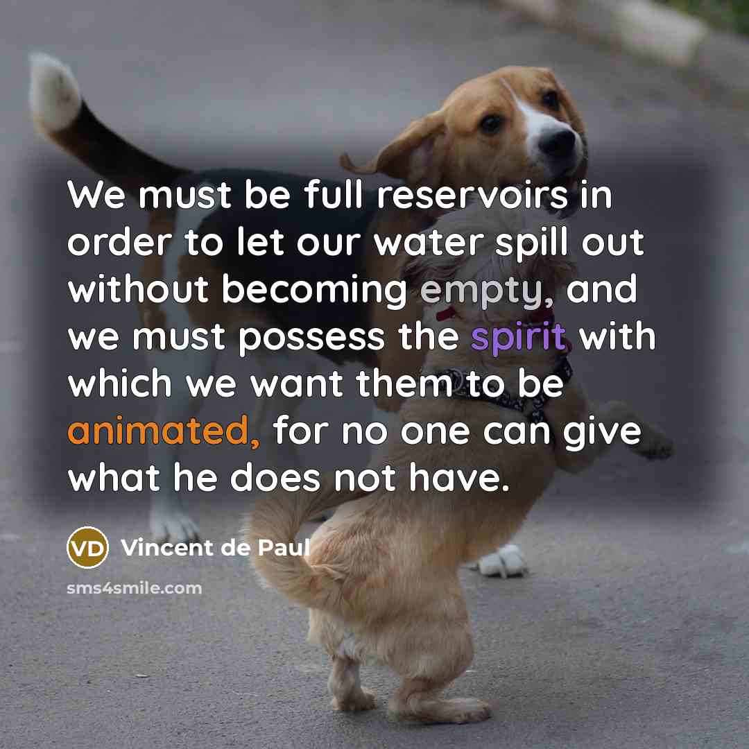“We must be full reservoirs in order to let our…” quote by Vincent de Paul
