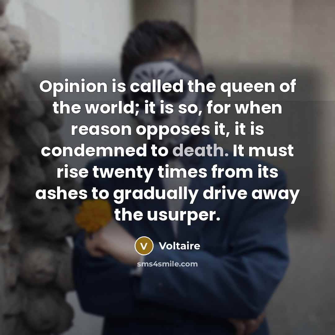 “Opinion is called the queen of the world; it is…” quote by Voltaire