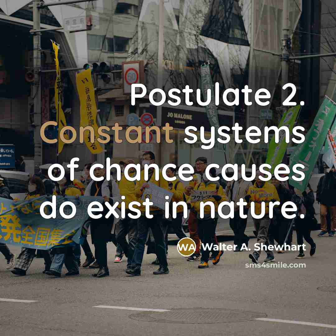 “Postulate 2. Constant systems of chance causes do exist in…” quote by Walter A. Shewhart